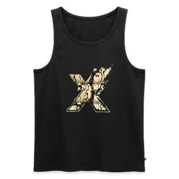 Forme de symbole typographie lettre Alphabet X - Débardeur bio Premium Homme - noir - Devant - AI Model Male 178 light (178cm)