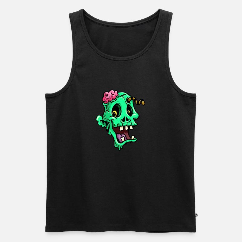 KOPF EINES LUSTIGEN ZOMBIES - Männer Premium Bio Tank Top - Schwarz