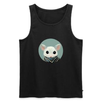 Small white mouse with scarf in a circle - Men's Premium Organic Tank Top - black - Front - AI Model Male 178 light (178cm)