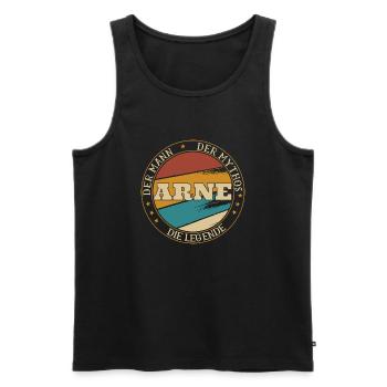 ARNE DER MAN DER MYTHOS DIE LEGENDE - Männer Premium Bio Tank Top - Schwarz - Vorne - Michal (187cm)