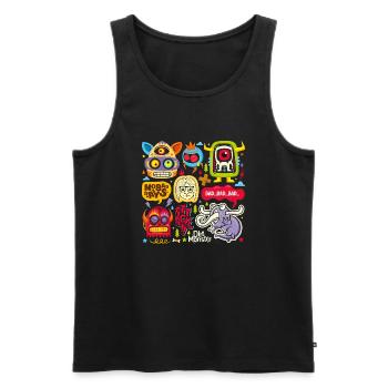Dessin animé visage bande dessinée dessin animé humour sourire - Débardeur bio Premium Homme - noir - Devant - Michal (187cm)