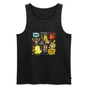 Wütendes Gesicht Gesicht glücklich Cartoon glücklich - Männer Premium Bio Tank Top - Schwarz - Vorne - Michal (187cm)