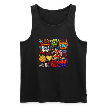 crazy face face happy cartoon happy face cartoon - Men's Premium Organic Tank Top - black - Front - AI Model Male 178 light (178cm)