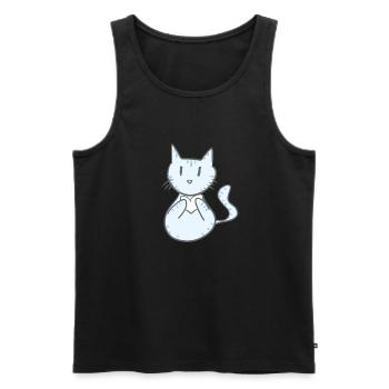 blaue katze herz symbol tier - Männer Premium Bio Tank Top - Schwarz - Vorne - Michal (187cm)