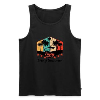 Enjoy Every Summer - Men's Premium Organic Tank Top - black - Front - AI Model Male 178 light (178cm)