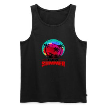 I love Summer - Männer Premium Bio Tank Top - Schwarz - Vorne - Michal (187cm)
