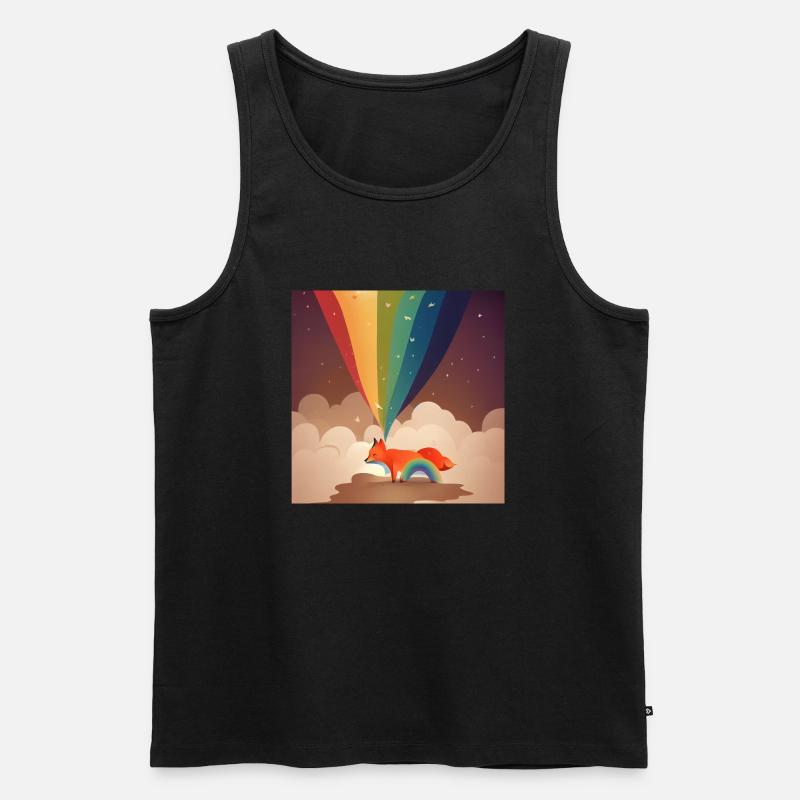 Fuchs Regenbogen - Männer Premium Bio Tank Top - Schwarz