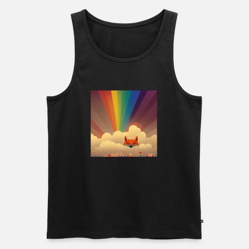 Fuchs Regenbogen - Männer Premium Bio Tank Top - Schwarz