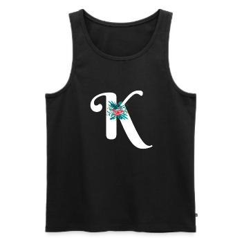 Buchstabe K geblümt - Männer Premium Bio Tank Top - Schwarz - Vorne - AI Model Male 178 light (178cm)