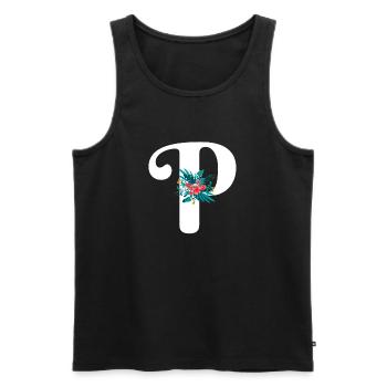 Buchstabe P blumig - Männer Premium Bio Tank Top - Schwarz - Vorne - AI Model Male 178 light (178cm)