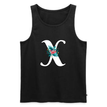 lettre X fleuris - Débardeur bio Premium Homme - noir - Devant - AI Model Male 178 light (178cm)