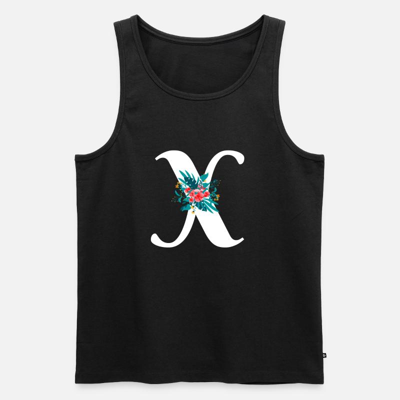 Buchstabe X geblümt - Männer Premium Bio Tank Top - Schwarz