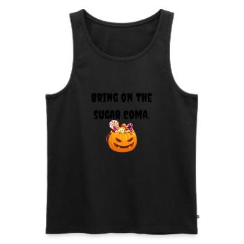 Halloween T-shirt | Too much candy! - Men's Premium Organic Tank Top - black - Front - AI Model Male 178 light (178cm)