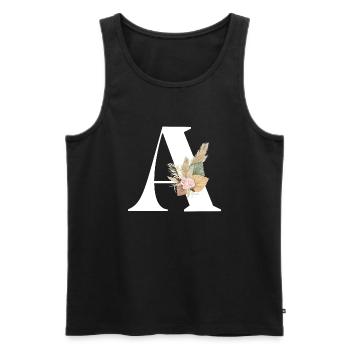 Buchstabe A blumig - Männer Premium Bio Tank Top - Schwarz - Vorne - AI Model Male 178 light (178cm)