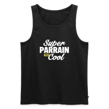 Super parrain cool / humour parrain - Débardeur bio Premium Homme - noir - Devant - Michal (187cm)