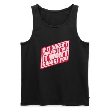 Séance d’entraînement Fitness Motivation Citation - Débardeur bio Premium Homme - noir - Devant - Michal (187cm)