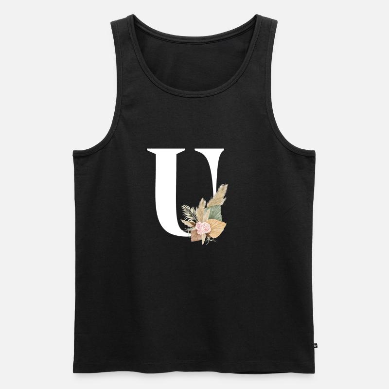Buchstabe U geblümt - Männer Premium Bio Tank Top - Schwarz