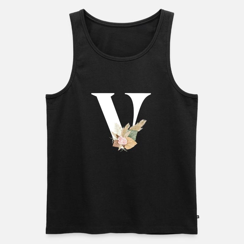 Buchstabe V Blumen - Männer Premium Bio Tank Top - Schwarz