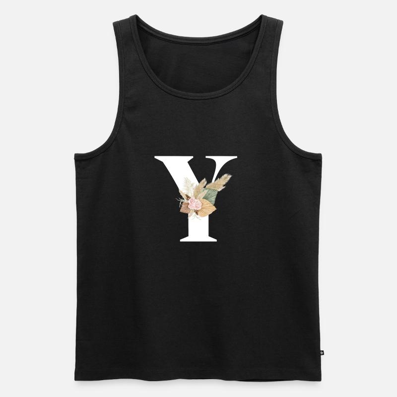 Buchstabe Y Blumen - Männer Premium Bio Tank Top - Schwarz