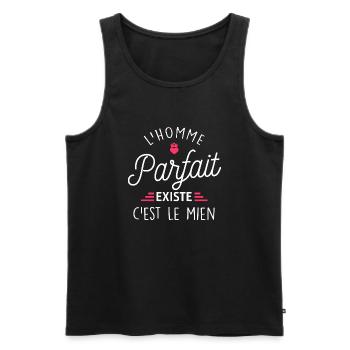 l homme parfait existe / humour couple - Débardeur bio Premium Homme - noir - Devant - Michal (187cm)