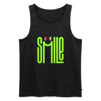 Denke Lächeln Positive Gedanken Glückliche Meditation - Männer Premium Bio Tank Top - Schwarz - Vorne - Michal (187cm)