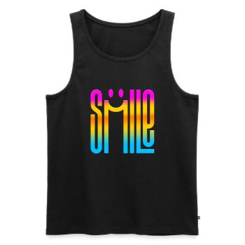 Denke Lächeln Positive Gedanken Glückliche Meditation - Männer Premium Bio Tank Top - Schwarz - Vorne - Michal (187cm)