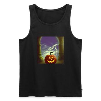 Halloween Gruselig Lustiger Kürbiskopf Böse - Männer Premium Bio Tank Top - Schwarz - Vorne - AI Model Male 178 light (178cm)