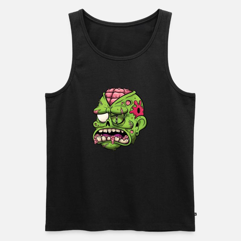 Verwundeter Zombiekopf - Männer Premium Bio Tank Top - Schwarz