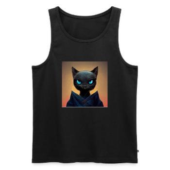 Ninja Cat - Men's Premium Organic Tank Top - black - Front - AI Model Male 178 light (178cm)