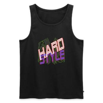 Hardstyle mit Lautsprechern - Männer Premium Bio Tank Top - Schwarz - Vorne - AI Model Male 178 light (178cm)