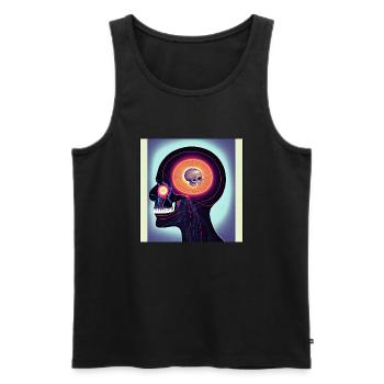 psychedelic skull skull fungus lsd memes - Men's Premium Organic Tank Top - black - Front - AI Model Male 178 light (178cm)