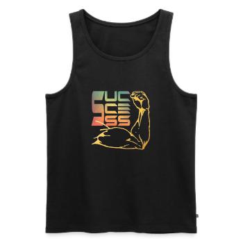 Succès fort Gym Work - Débardeur bio Premium Homme - noir - Devant - AI Model Male 178 light (178cm)