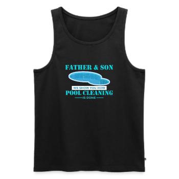 Father and Son Pool Cleaning Chlorine Tablets - Men's Premium Organic Tank Top - black - Front - AI Model Male 178 light (178cm)