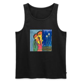 She's Coming Out - Men's Premium Organic Tank Top - black - Front - AI Model Male 178 light (178cm)