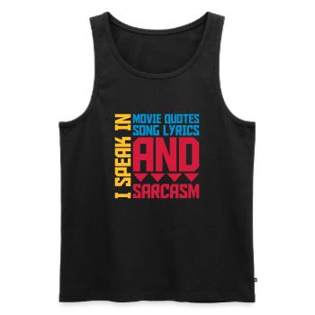 speak lyrics and sarcasm - Men's Premium Organic Tank Top - black - Front - AI Model Male 178 light (178cm)