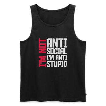 not antisocial anti stupid - Männer Premium Bio Tank Top - Schwarz - Vorne - AI Model Male 178 light (178cm)