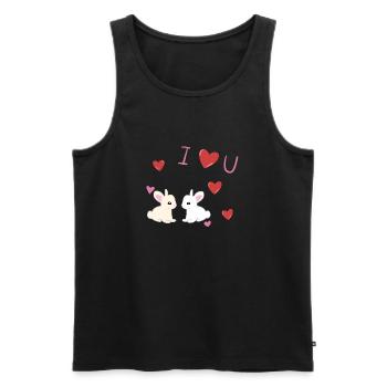 Je vous aime les amoureux des lapins - Débardeur bio Premium Homme - noir - Devant - AI Model Male 178 light (178cm)