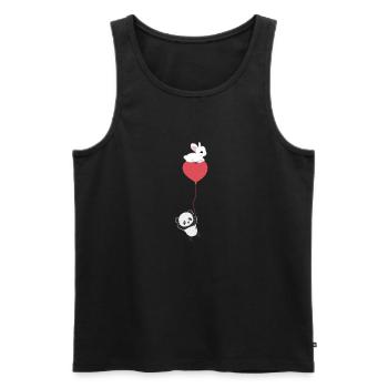 Tiere Panda Hase Herz Liebe Herz - Männer Premium Bio Tank Top - Schwarz - Vorne - AI Model Male 178 light (178cm)
