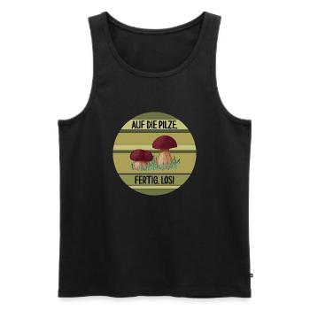 pilzsammler pilzzeit pilze sammeln - Männer Premium Bio Tank Top - Schwarz - Vorne - Michal (187cm)