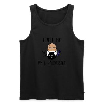 TRUST ME IM A HAIRDRESSER - Männer Premium Bio Tank Top - Schwarz - Vorne - Michal (187cm)
