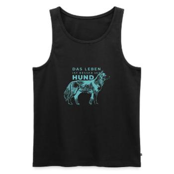 Das Leben ist besser mit Hund - Männer Premium Bio Tank Top - Schwarz - Vorne - AI Model Male 178 light (178cm)