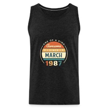 Génial depuis mars 1987 - Anniversaire - Chemise - Débardeur bio Premium Homme - charbon - Devant - Alexander (188cm)