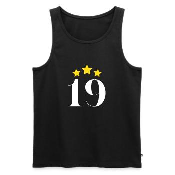 19th anniversary starred - Men's Premium Organic Tank Top - black - Front - AI Model Male 178 light (178cm)