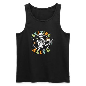 Staying Alive - Men's Premium Organic Tank Top - black - Front - AI Model Male 178 light (178cm)
