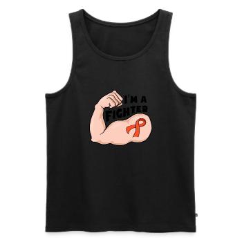 Fight Cancer - Orange ribbon - Männer Premium Bio Tank Top - Schwarz - Vorne - Michal (187cm)