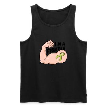 Fight Cancer - Green Ribbon - Männer Premium Bio Tank Top - Schwarz - Vorne - Michal (187cm)