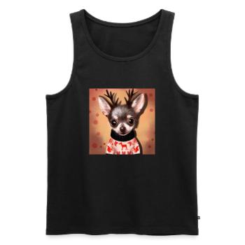 Doux heureux, chien Chihuahua dans un pull de Noël - Débardeur bio Premium Homme - noir - Devant - AI Model Male 178 light (178cm)