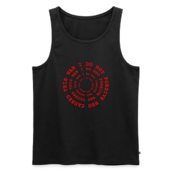 Danksagung, ich vergebe nicht, wer diesen Krieg verursacht hat - Männer Premium Bio Tank Top - Schwarz - Vorne - AI Model Male 178 light (178cm)