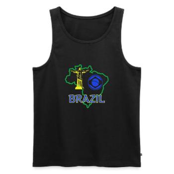 brazil - Men's Premium Organic Tank Top - black - Front - AI Model Male 178 light (178cm)
