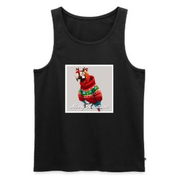 Adorable perroquet d’ara dans un pull de Noël. - Débardeur bio Premium Homme - noir - Devant - AI Model Male 178 light (178cm)